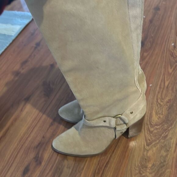 Lauren Ralph Lauren sure Tan beige heeled Brown  Leather boots size 8 - Picture 5 of 8